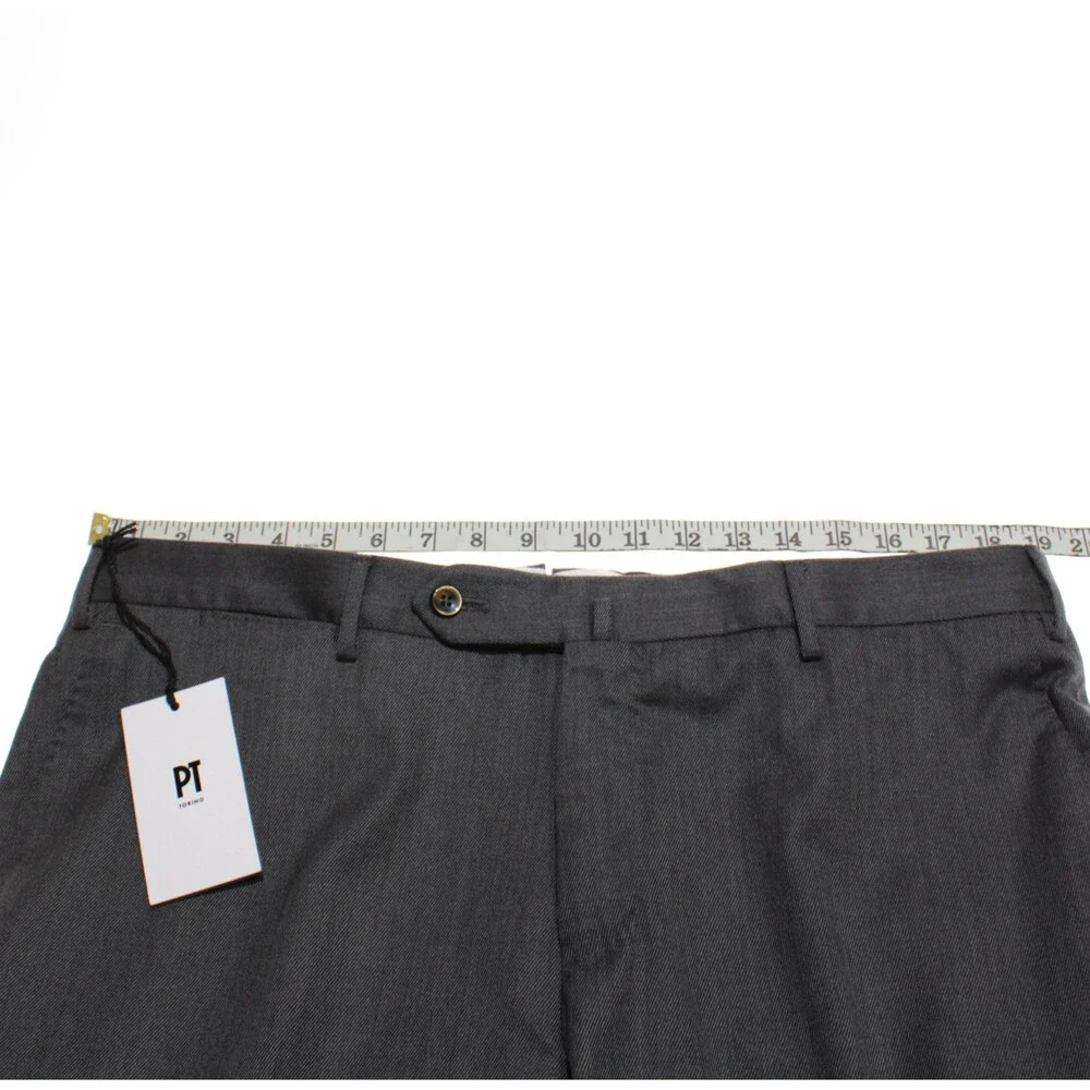 PT Torino NWT Dress Pants Size 54 (US 38) Slim Fit in Dark Gray Wool Blend